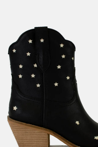 Beast Fashion Faux Leather Star-Shaped Cutouts Point Toe Boots - 1985 the VAULT Boutique