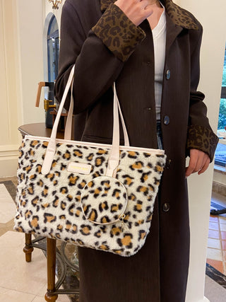 Leopard Faux Fur Tote Bag with Coin Purse - 1985 the VAULT Boutique