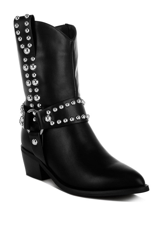 Altair Studded Harness Detail Boots - 1985 the VAULT Boutique