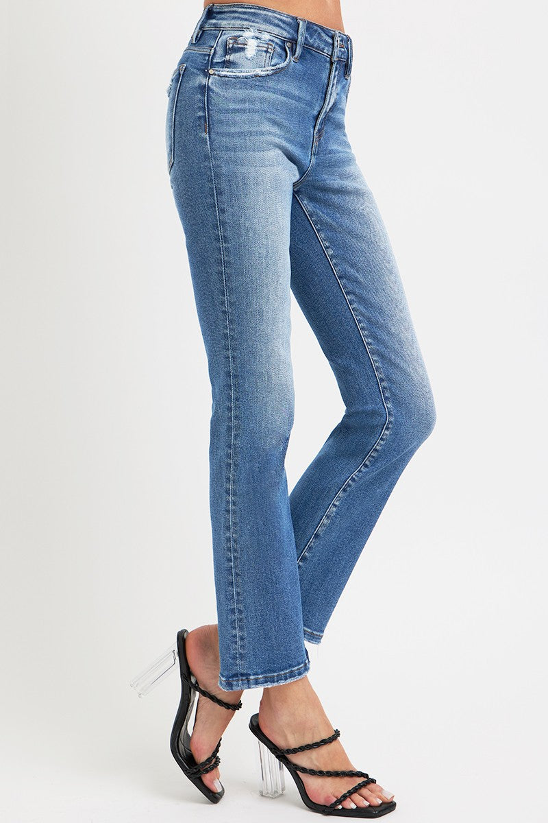 RISEN Full Size Mid Rise Ankle Straight Jeans with Pockets - 1985 the VAULT Boutique