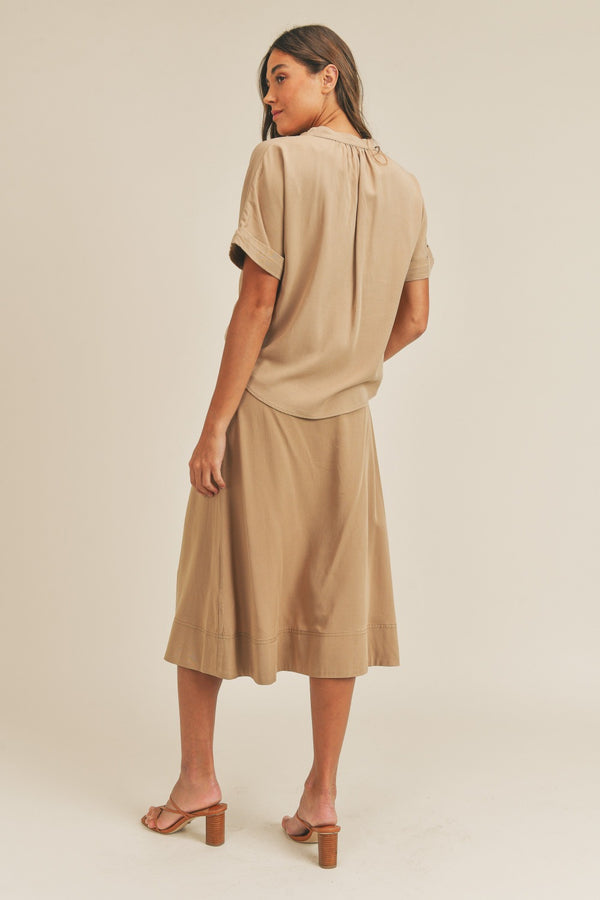 MABLE Short Sleeve Top and Button Down Midi Skirt Set - 1985 THE VAULT