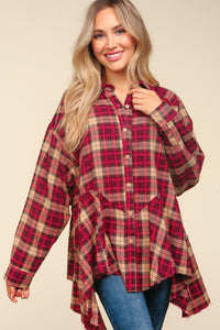 Haptics Plaid Button Down Sharkbite Shirt - 1985 the VAULT Boutique