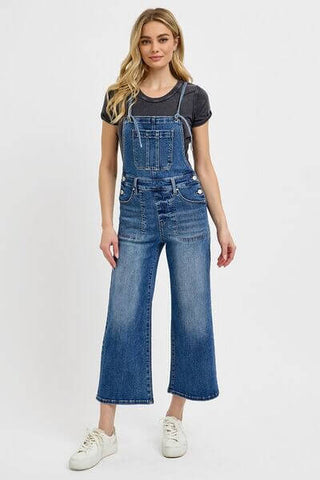 RISEN Full Size Knotted Strap Denim Overalls with Pockets Plus Size - 1985 the VAULT Boutique