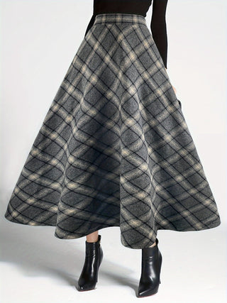 Plaid Elastic Waist Midi Skirt - 1985 the VAULT Boutique