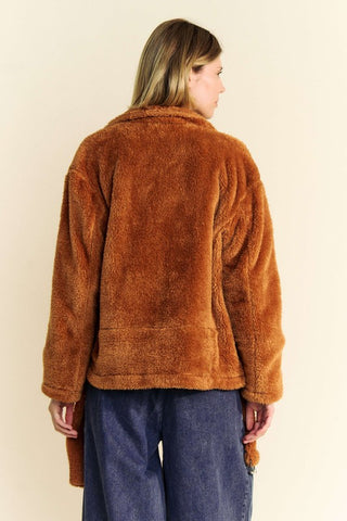 Davi & Dani Fuzzy Zip Up Collared Neck Jacket - 1985 the VAULT Boutique