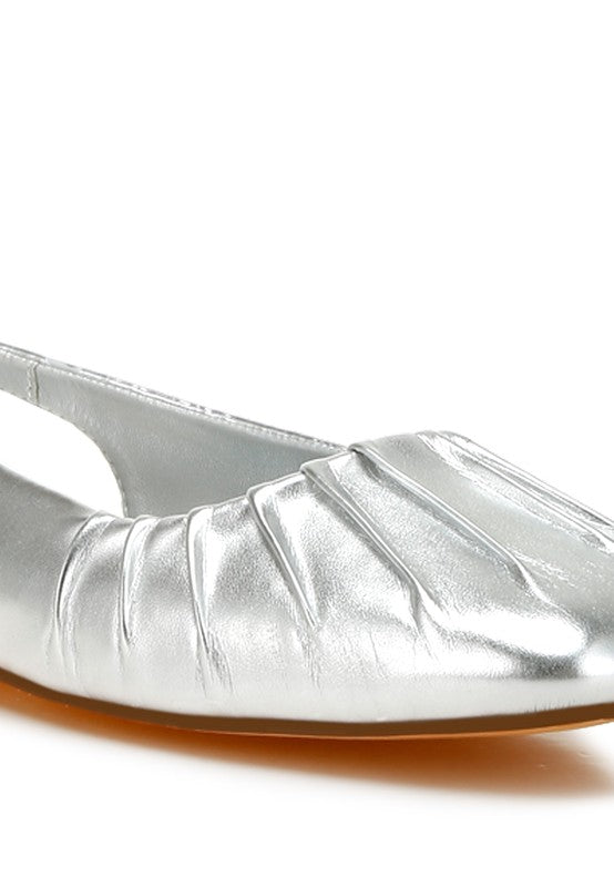 Berni Metallic Square Toe Flat Slingbacks - 1985 the VAULT Boutique