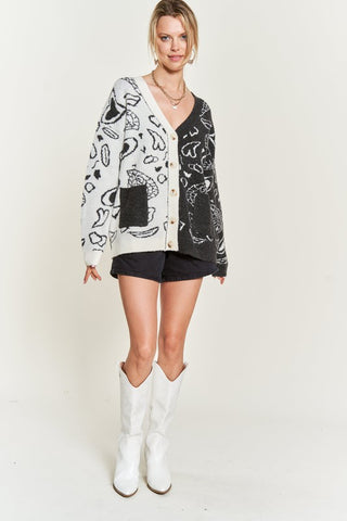 Heart Paisley & Color Block Cardigan - 1985 the VAULT Boutique