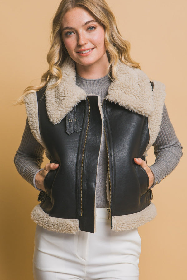 Love Tree Sherpa Zip Up Vest with Pockets - 1985 the VAULT Boutique