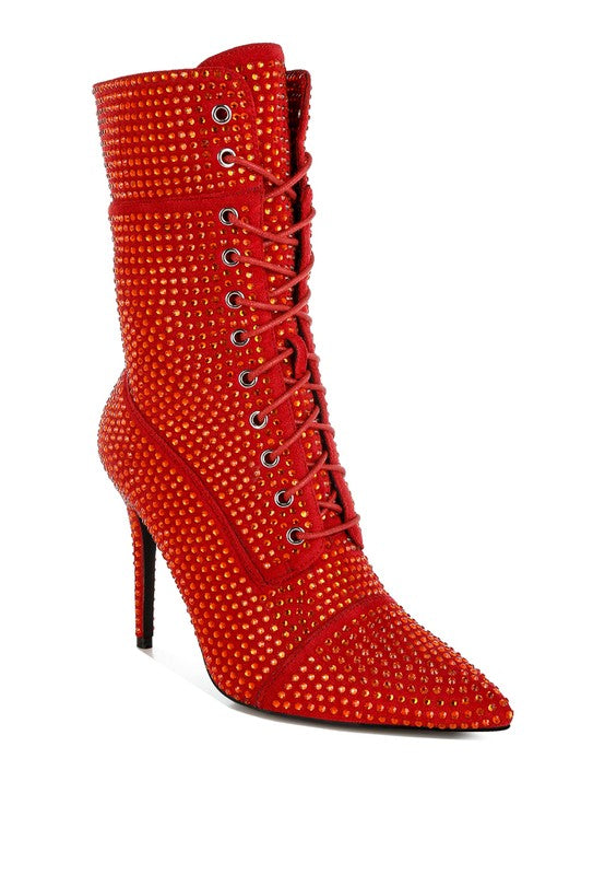 Bitetto Rhinestones Embellished Calf Boots - 1985 the VAULT Boutique