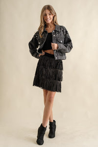 RHINESTONE SUEDE FRINGE SKIRT - 1985 the VAULT Boutique