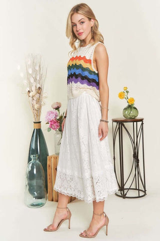 ADORA Elastic Waist Lace Midi Skirt - 1985 the VAULT Boutique