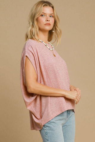 Umgee Exposed Seam Round Neck Batwing Sleeve Knit Top - 1985 the VAULT Boutique