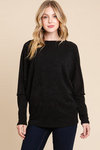 BOMBOM Drop Shoulder Long Sleeve Knit Top - 1985 the VAULT Boutique