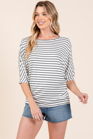 BOMBOM Striped Boat Neck Dolman Sleeve Top - 1985 the VAULT Boutique