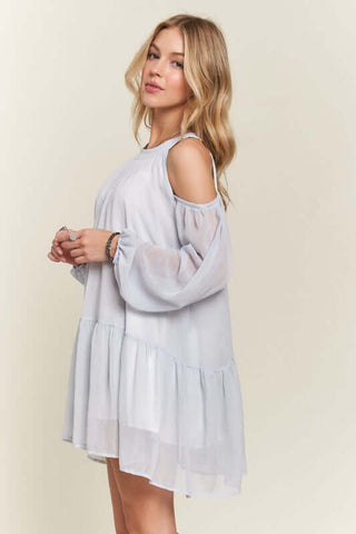 ADORA Cold Shoulder Balloon Sleeve Mini Dress - 1985 the VAULT Boutique