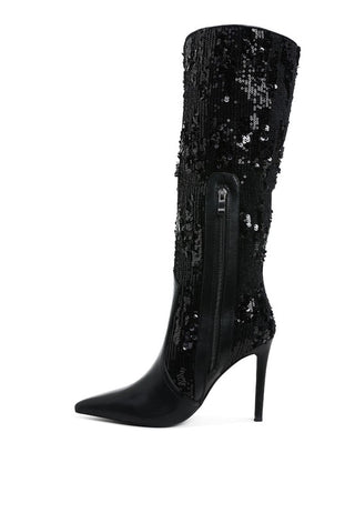 Sitarah Sequin Embellished Stiletto Long Boots - 1985 the VAULT Boutique