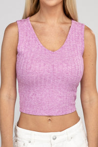 Basic Ribbed Scoop Neck Cropped Sleeveless Top - 1985 the VAULT Boutique