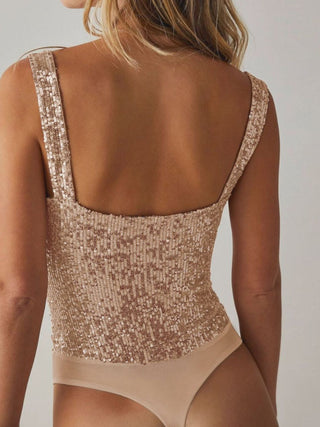 Sequin Wide Strap Bodysuit - 1985 the VAULT Boutique