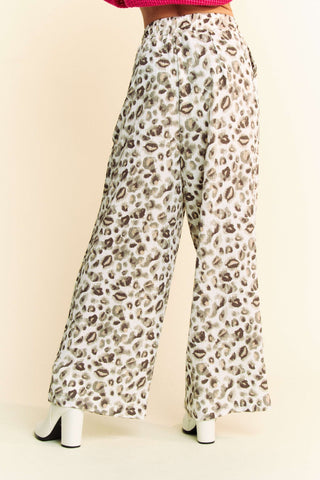 Davi & Dani Drawstring Leopard Wide Leg Pants - 1985 the VAULT Boutique