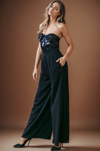 Sequin Tube Wide Leg Jumpsuit - 1985 the VAULT Boutique