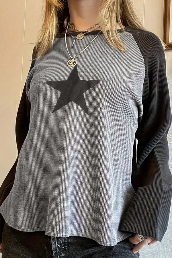 Star Round Neck Raglan Sleeve Top - 1985 the VAULT Boutique