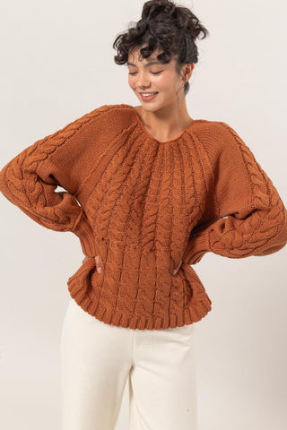 HYFVE Cable-Knit Round Neck Raglan Sleeve Sweater - 1985 the VAULT Boutique