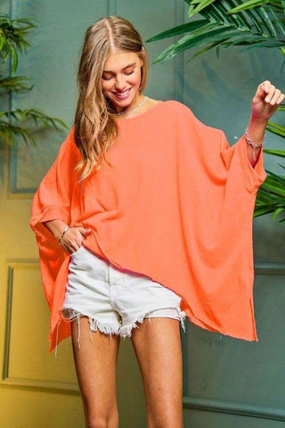 Solid Round Neck Loose Fit Kimono Sleeve Sweater - 1985 the VAULT Boutique