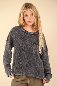 VERY J Mineral Washed Exposed Seam Sweater - 1985 the VAULT Boutique