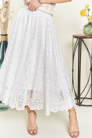 ADORA Elastic Waist Lace Midi Skirt - 1985 the VAULT Boutique