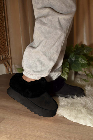 WILD DIVA Faux-Fur Platform Slip On Booties - 1985 the VAULT Boutique