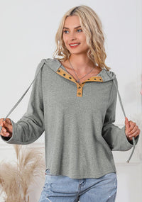 Drawstring Quarter Snap Long Sleeve Hoodie - 1985 the VAULT Boutique