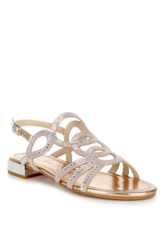 Jisters Cut Out Detail Rhinestone Flat Sandals - 1985 the VAULT Boutique