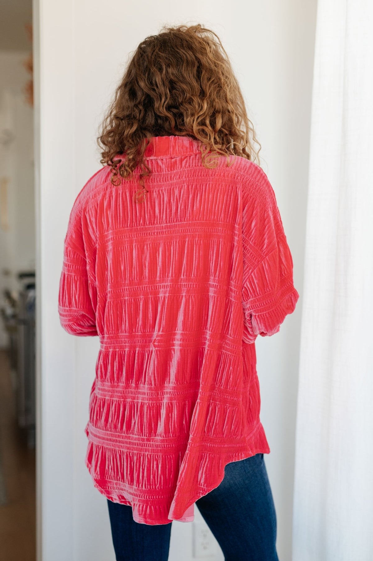 Feeling Fuchsia Velvet Button Down - Happily Ever Atchison Shop Co.