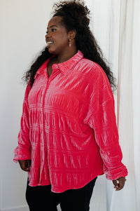 Feeling Fuchsia Velvet Button Down - Happily Ever Atchison Shop Co.