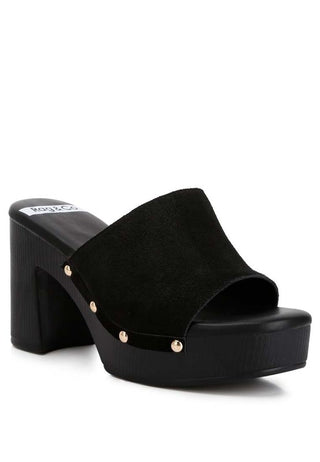 Cartera Suede High Block Heel Mules - 1985 the VAULT Boutique