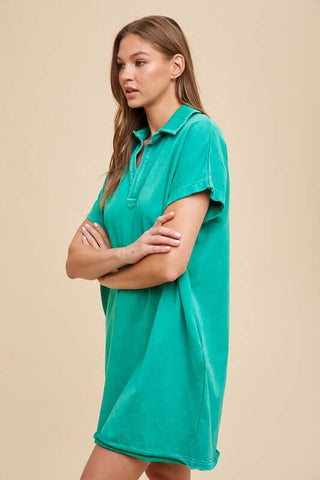 Annie Wear Mineral Washed Johnny Collar Short Sleeve Dress - 1985 the VAULT Boutique