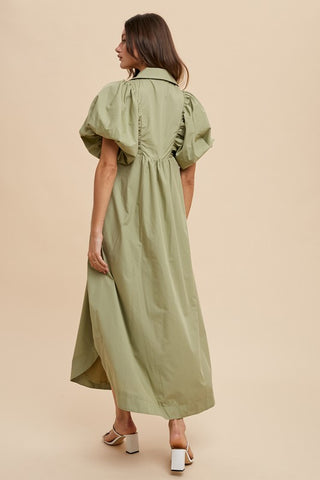 Annie Wear Smocked Puff Sleeve Midi Dress - 1985 the VAULT Boutique