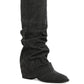 Capella Fold-Over Slouchy Denim Boot - 1985 the VAULT Boutique
