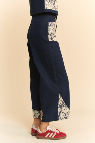 Davi & Dani Lace Applique Wide Leg Jeans - 1985 the VAULT Boutique