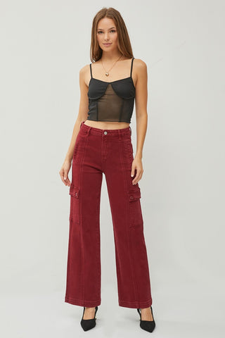 RISEN Full Size High Rise Wide Leg Cargo Jeans - 1985 the VAULT Boutique