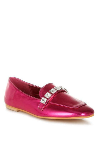 Celosia Metallic Diamante Strap Loafers - 1985 the VAULT Boutique