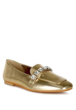 Celosia Metallic Diamante Strap Loafers - 1985 the VAULT Boutique