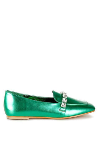 Celosia Metallic Diamante Strap Loafers - 1985 the VAULT Boutique