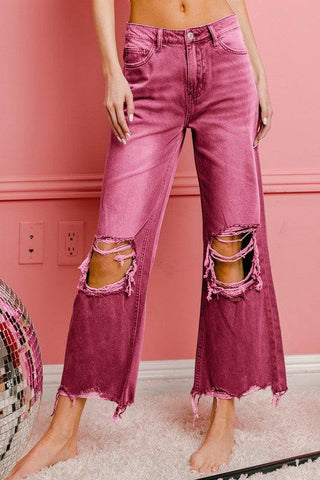 Distressed Vintage Washed Wide Leg Pants - 1985 the VAULT Boutique