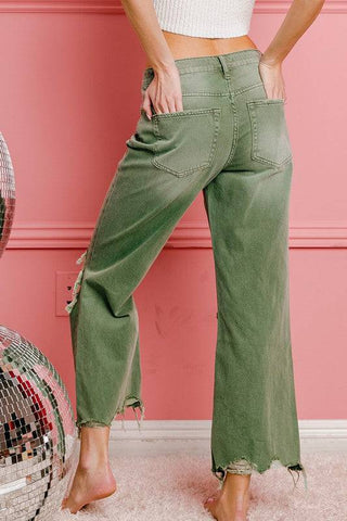 Distressed Vintage Washed Wide Leg Pants - 1985 the VAULT Boutique