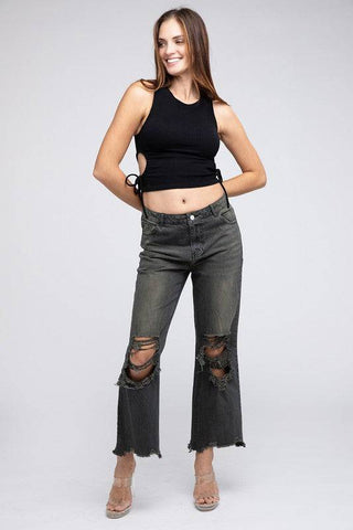 Distressed Vintage Washed Wide Leg Pants - 1985 the VAULT Boutique