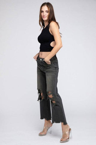 Distressed Vintage Washed Wide Leg Pants - 1985 the VAULT Boutique