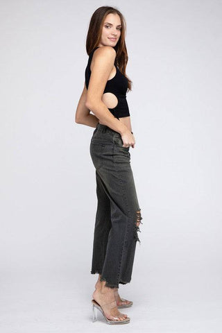 Distressed Vintage Washed Wide Leg Pants - 1985 the VAULT Boutique