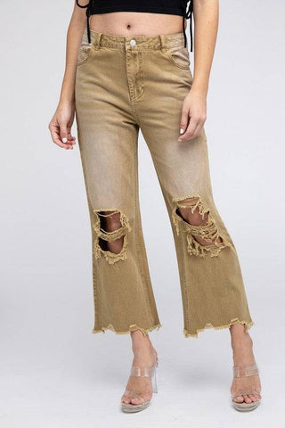 Distressed Vintage Washed Wide Leg Pants - 1985 the VAULT Boutique