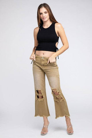 Distressed Vintage Washed Wide Leg Pants - 1985 the VAULT Boutique